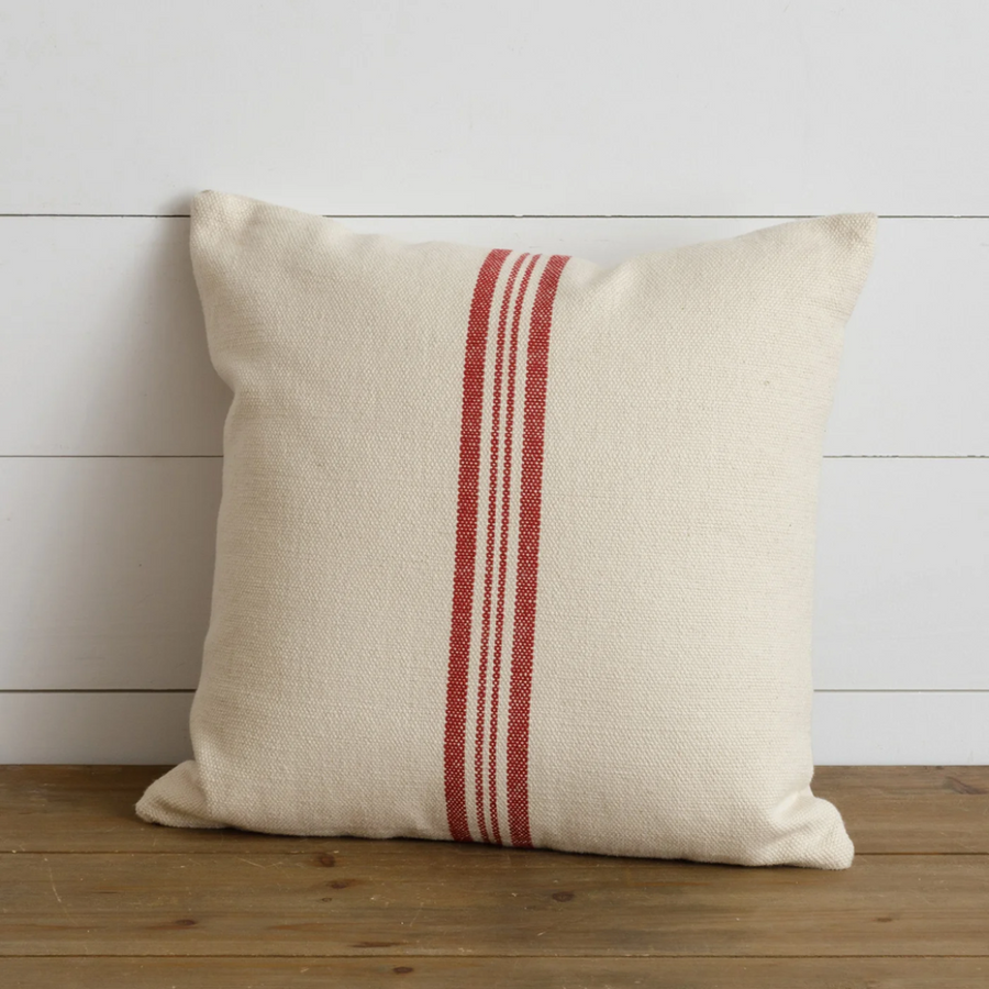 Grainsack Red Striped Pillow
